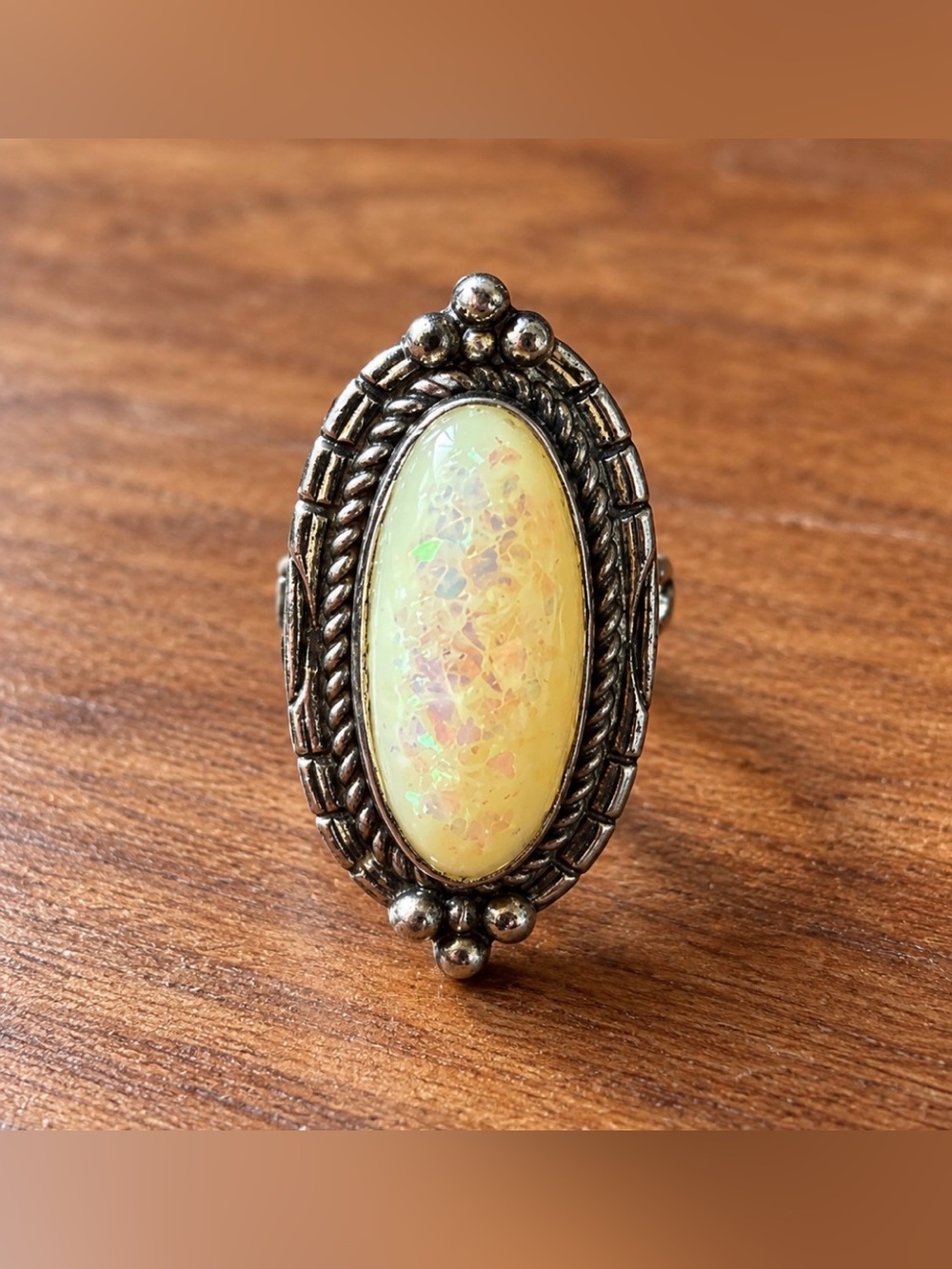 White Opal Resin Cabochon Size 5 1/2